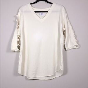 100% cotton heavyweight top with arm cut outs v neck beach summer hippie boho M